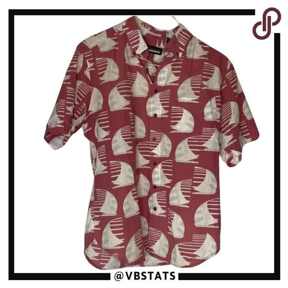Reyn Spooner Red-White Sailboat Short Sleeve Button Down Shirt in Size Medium - Picture 1 of 6